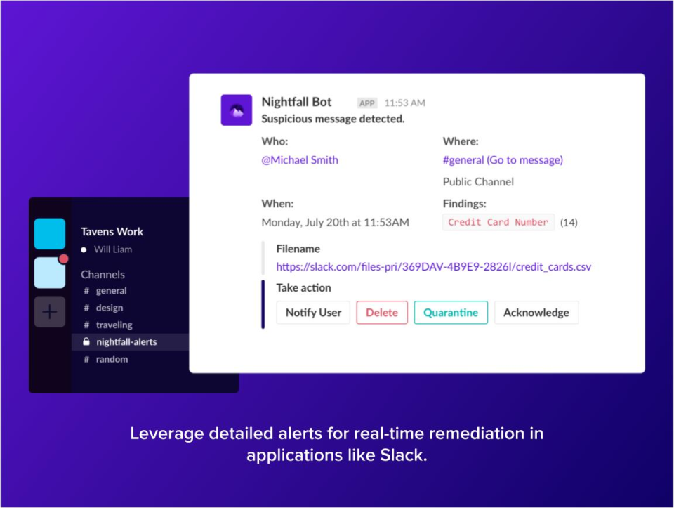 screenshot of Nightfall AI